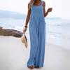 Women's Solid Color Casual Button Jumpsuit - European & American Style