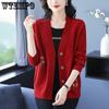 Spring and Autumn Mom Women's Knitted Cardigan Fashion Loose Sweater Coat Short Top for Women