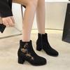 Модная женская обувь 2024 года, модные женские ботинки Zipp, горячая распродажа, вышитые повседневные ботинки, женские высококачественные ботильоны с круглым носком Zapatos