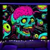 Nuxovilar UV Reactive Tapestry Skeleton Halloween Dinner Scene BlackLight Tapestries Cool UV Black Light Spooky Party Tapestry L
