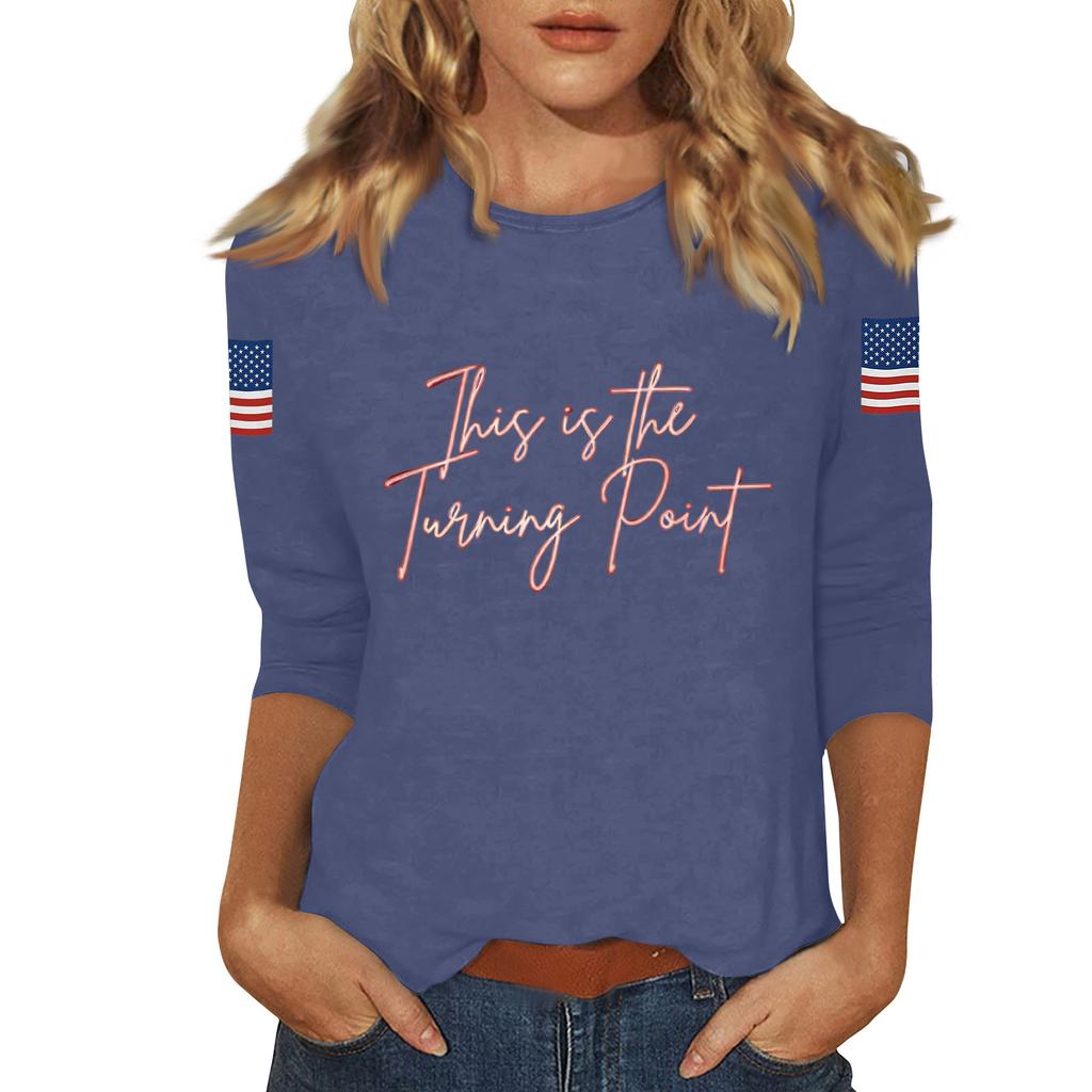 Women's Casual Fashionable Sexy Comfortable Neck Three-Quarter Sleeve Top