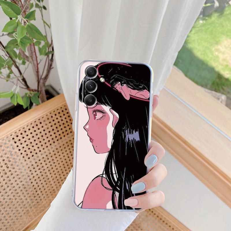 Мягкий прозрачный силиконовый чехол Comic Girl для Xiaomi Redmi Note 13 Pro 13C Samsung A35 A55 M35 S24 Huawei Honor 200 iPhone Camera Защитный противоударный чехол