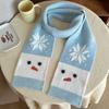 Lightweight Snowman Pattern Scarf Korean Style Knitted Shawl Cute Cashmere Blend Scarf Winter