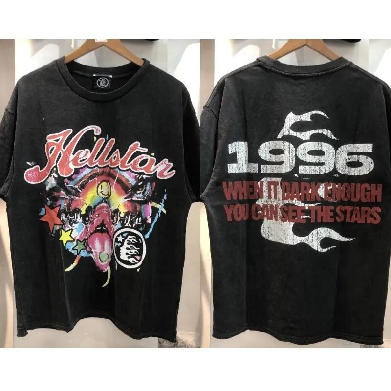 Ремейк 1996 Hellstar 2 черная футболка с принтом сбоку Футболка с принтом Графическая футболка Унисекс