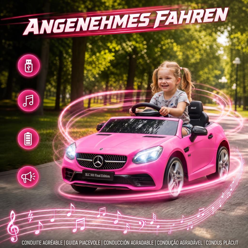 Kids' Electric Car, with LED Headlights, Safety Belt, Horn, Music, 3 to 5 km/h, Pink, 107 x 62.5 x 44cm