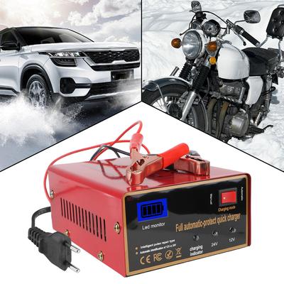 EU/US Plug Автомобильное зарядное устройство для аккумулятора Светодиодный экран Зарядное устройство для аккумулятора мотоцикла 12 В/24 В для внедорожника, грузовика, лодки, мотоцикла