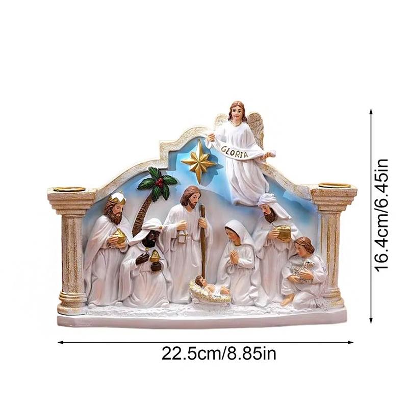 1PC Nativity Durable Tabletop Chip-Resistant Candle Holiday Christmas Gift Holder Smooth Manger Festive
