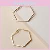 Geometric Hexagon Contemporary Ear Rings With Electroplated Gold Women For