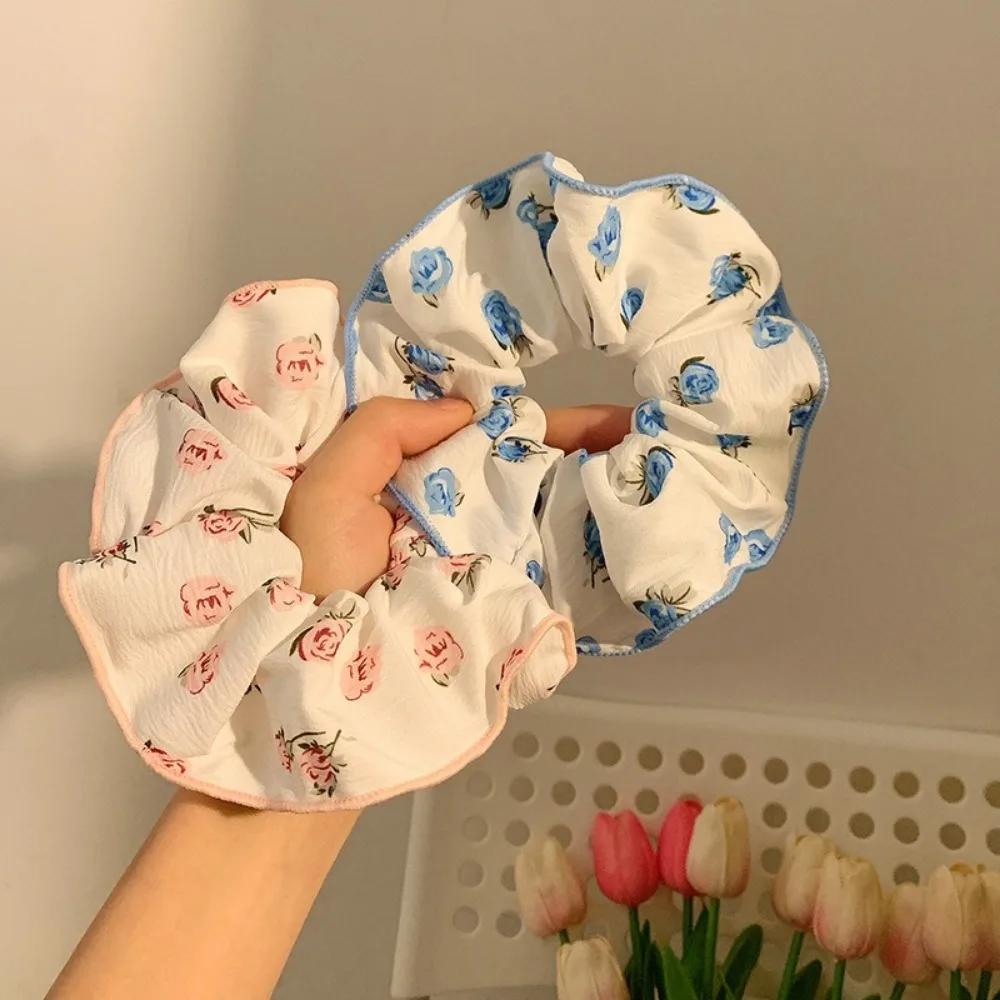 European and American Romantic Flower Elasticity Hair Ties for Women Girls Ponytail Holder Scrunchies Korean Hair Accessories