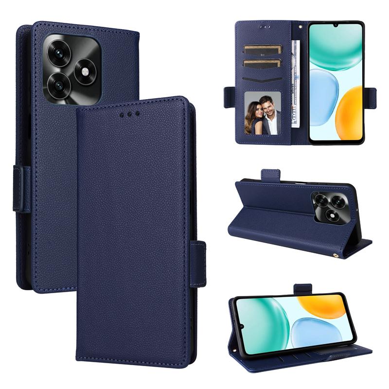 For Honor X5C X5C Plus 4G Flip Side Buckle Lychee Pattern Wallet Leather Cover for Honor X5C 4G Purse Magnetic Phone Bags