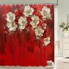 Red Floral Art Waterproof Mildew-Resistant Shower Curtain - Elegant Design for a Luxurious Bathroom Décor Experience