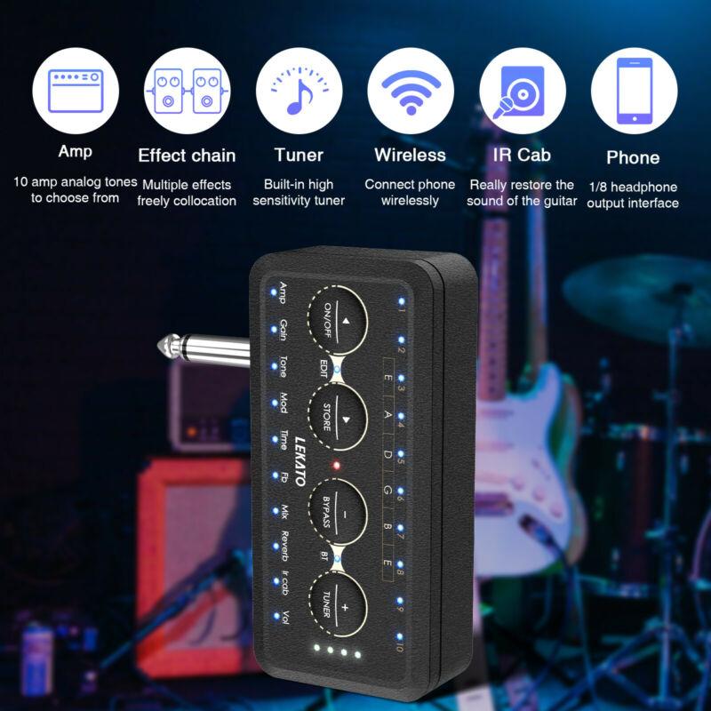 Lekato Portable Guitar Amp Headphone Amplifier W/distortion Fx-Rechargeable Mini Speaker for Travel,recording & Silent Practice
