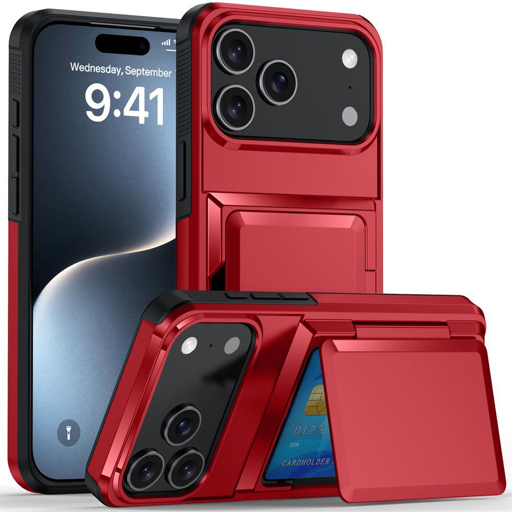 Кошелек-чехол для iPhone 17 Pro Max со слотом для карт и откидной подставкой - Подходит для Apple 16, 14, 15; Трансграничный ударопрочный дизайн