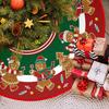Christmas Tree Skirt Cartoon Gingerbread Man Candy Print Round Xmas Tree Mat Kids Winter Christmas Indoor Home Decor Rug