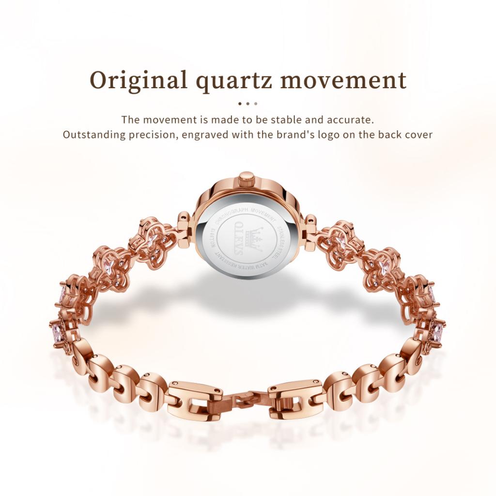 Ladies' Light Luxury Fashion Watch Full Diamond Inlaid Petal Shaped Dial Valentine's Day Gift Creative Quartz Watch