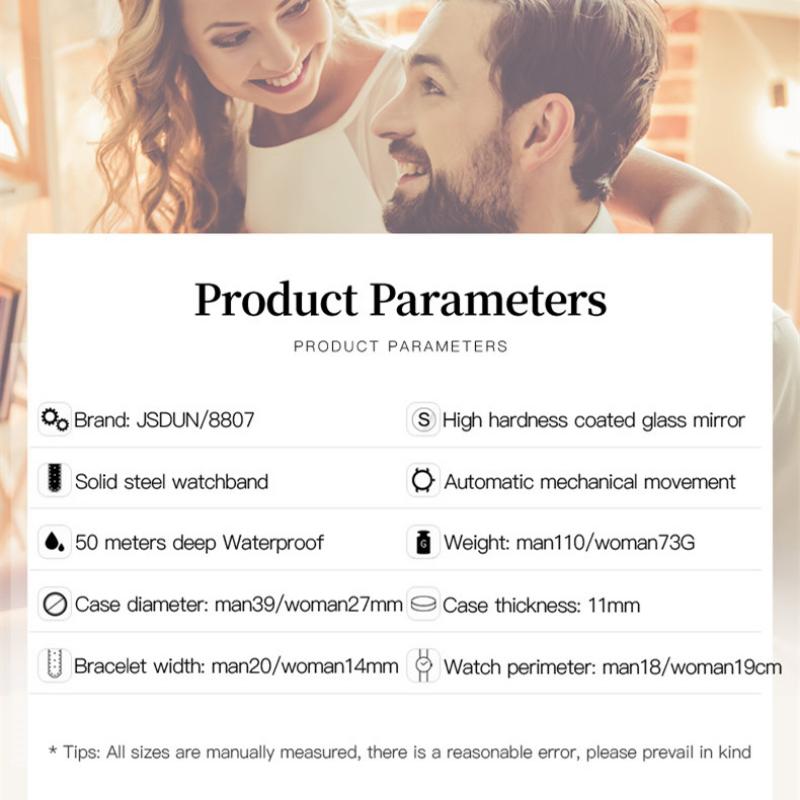 JINSHIDUN New Business and Leisure Men's Watches Fashion Diamond Belt Calendar Waterproof Couples High -end Women's Watch