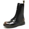 Fashion High Top Side Zipper High Ankle Boots Men Casual Footwear 14 Holes Punk Leather Fur Warm Stylish Men Motorcycle Boot Big Size 48