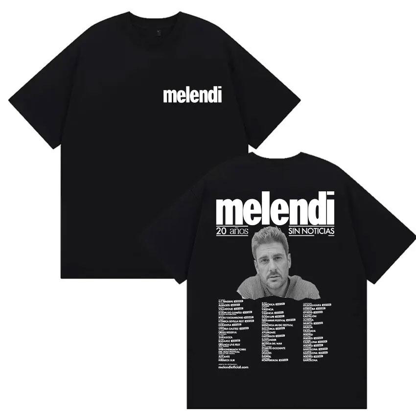 Rapper Melendi Tour 2025 Album Merch T Shirts Women Vintage Gothic Oversized Cotton Tshirt Y2k Man Hip Hop Punk Tees Streetwear