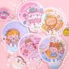 Handheld Round Folding Fan Cute Cartoon Pattern Small Lightweight Bright Colors Foldable Fan for