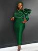 Green Party Long Dresses Ruffles High Waist Package Hip Plus Size Cocktail Evening Christmas Robe for Ladies