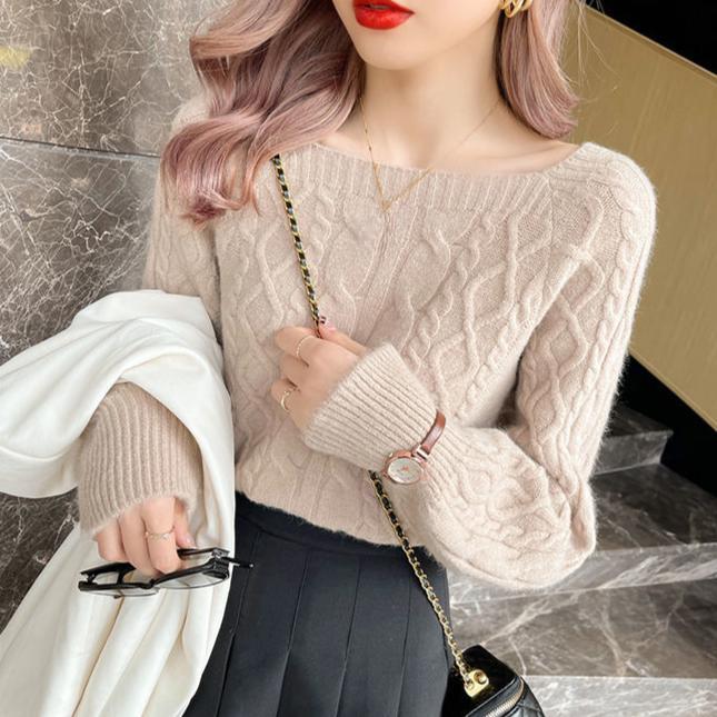 Осень-зима женские свитера с квадратным воротником короткие вязаные пуловеры трикотажные джемперы топы верхняя одежда