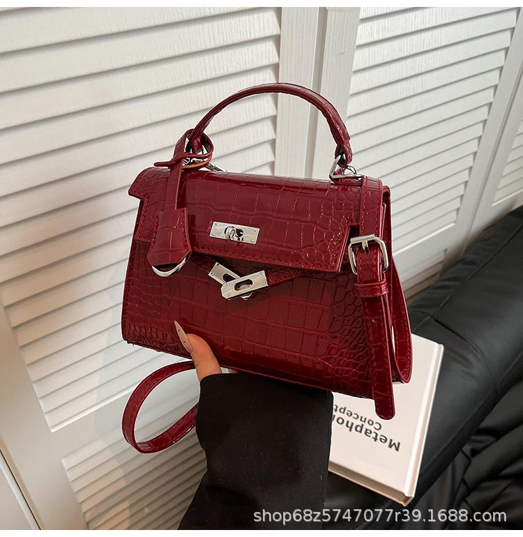 2025 New High-end Light Luxury Stone Pattern Kelly Bag Hand-to-shoulder Crossbody Bag Temperament Versatile Commuter Bag