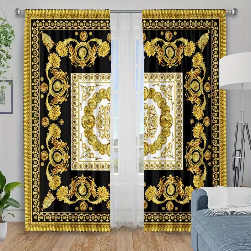 2 шт. штор с принтом в стиле барокко, подходят для украшения спальни, гостиной, кухни, украшения дома, оформления окон