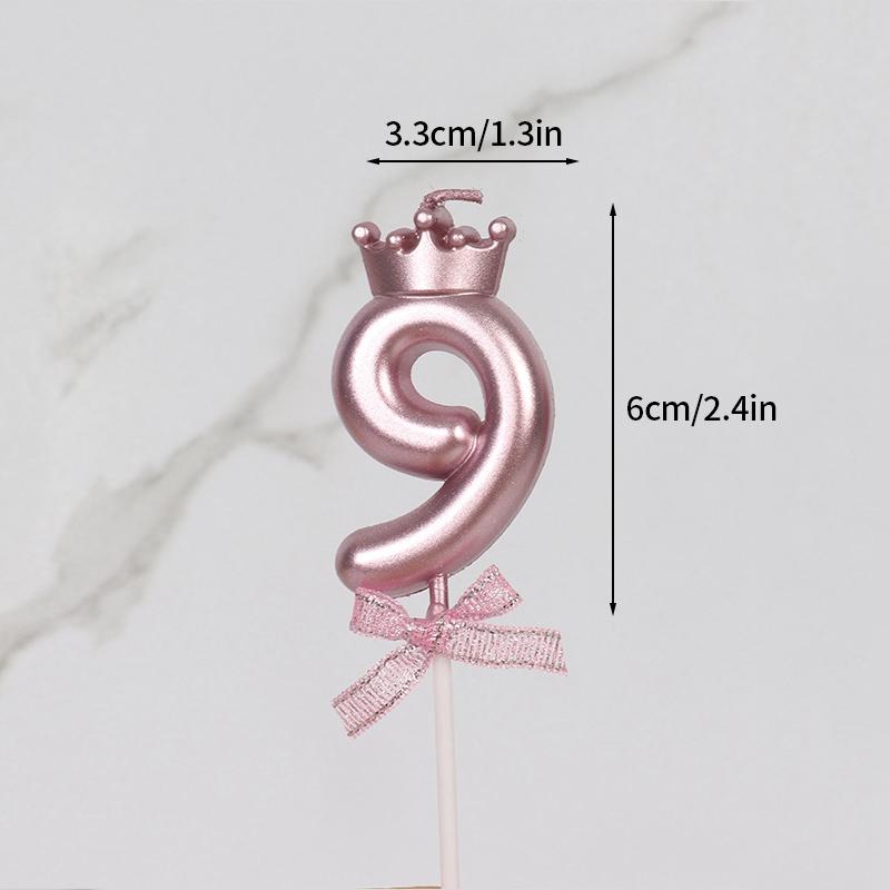 Розовая свеча-корона День рождения 0-9 Номер Украшение для торта Цифровые свечи Десертная вставка Декор Вечеринка Юбилей День Украшение для торта