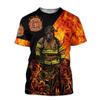 Firefighter Printed T-shirt 3D Printed Men's T-shirt Street Casual Short Sleeved Fashion Large Summer T-shirt Trend Men Clothing