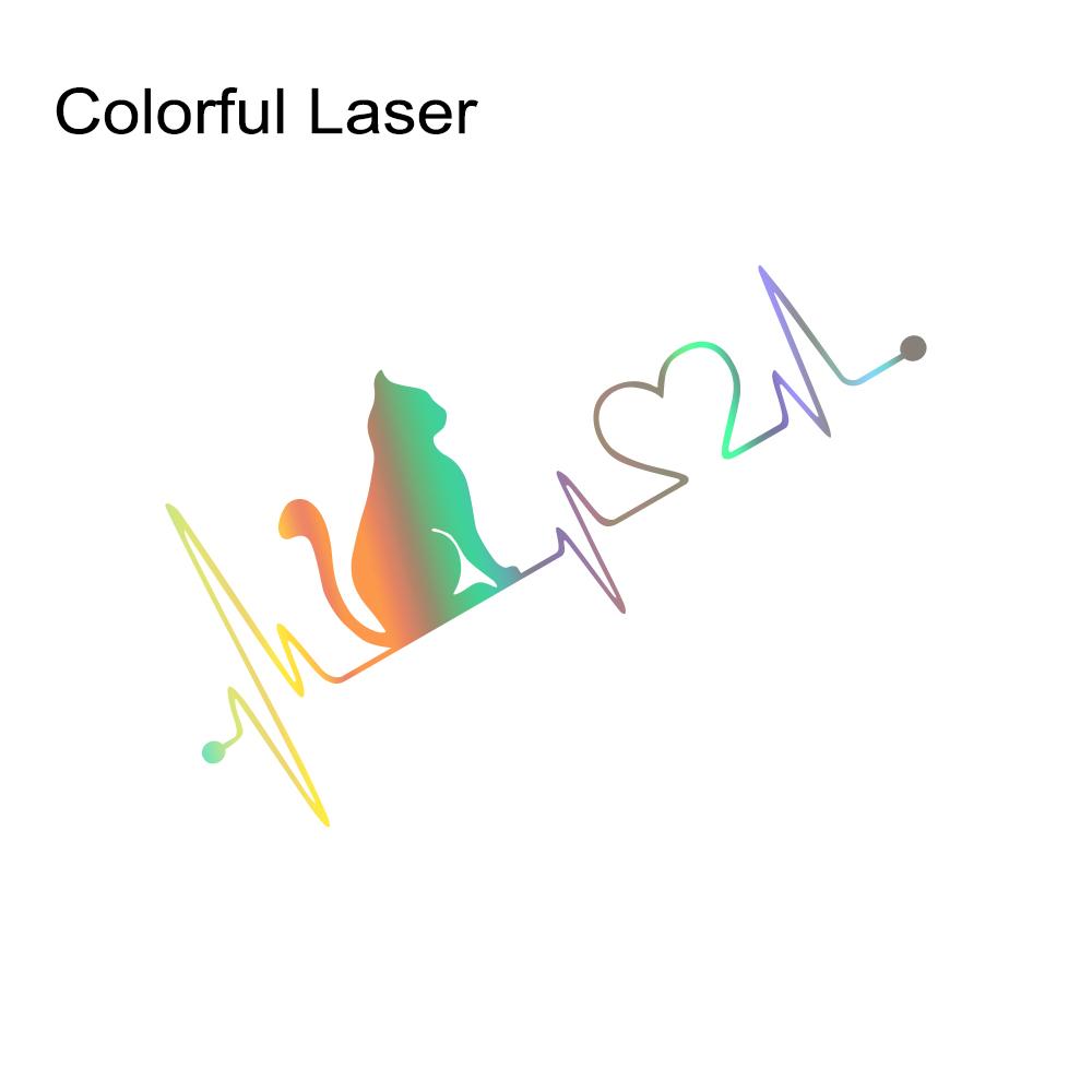 Universal Car Body Vinyl Sticker Cat Electrocardiogram Graphics Decal DIY Style Auto Window Hood Tail Tuning Accessories