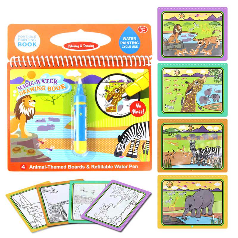 Волшебная книжка-раскраска для рисования водой, с волшебной ручкой, доска для рисования, детские игрушки, подарок на день рождения