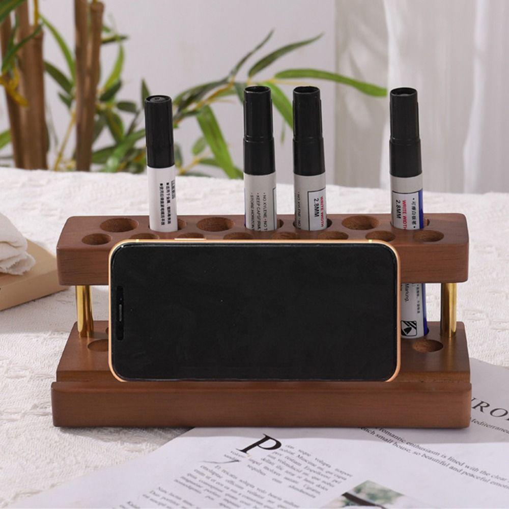Creative Walnut Pens Holder Multifunction Toothbrush Holder Brush Display Case  Office/School