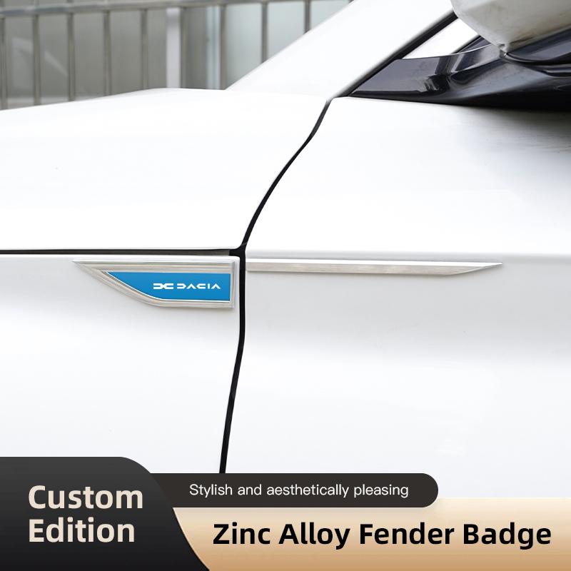 BGS1 2Pcs Metal Car Sticker Dacia Emblem Fender Blade Styling Badge Decal For Dacia Spring Sandero Stepway Dokker Lodgy Jogger Duster
