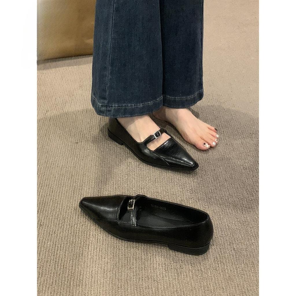 Коричневые заостренные одинарные туфли женские туфли весна и осень 2024 новые универсальные легкие туфли на одной педали с плоской подошвой