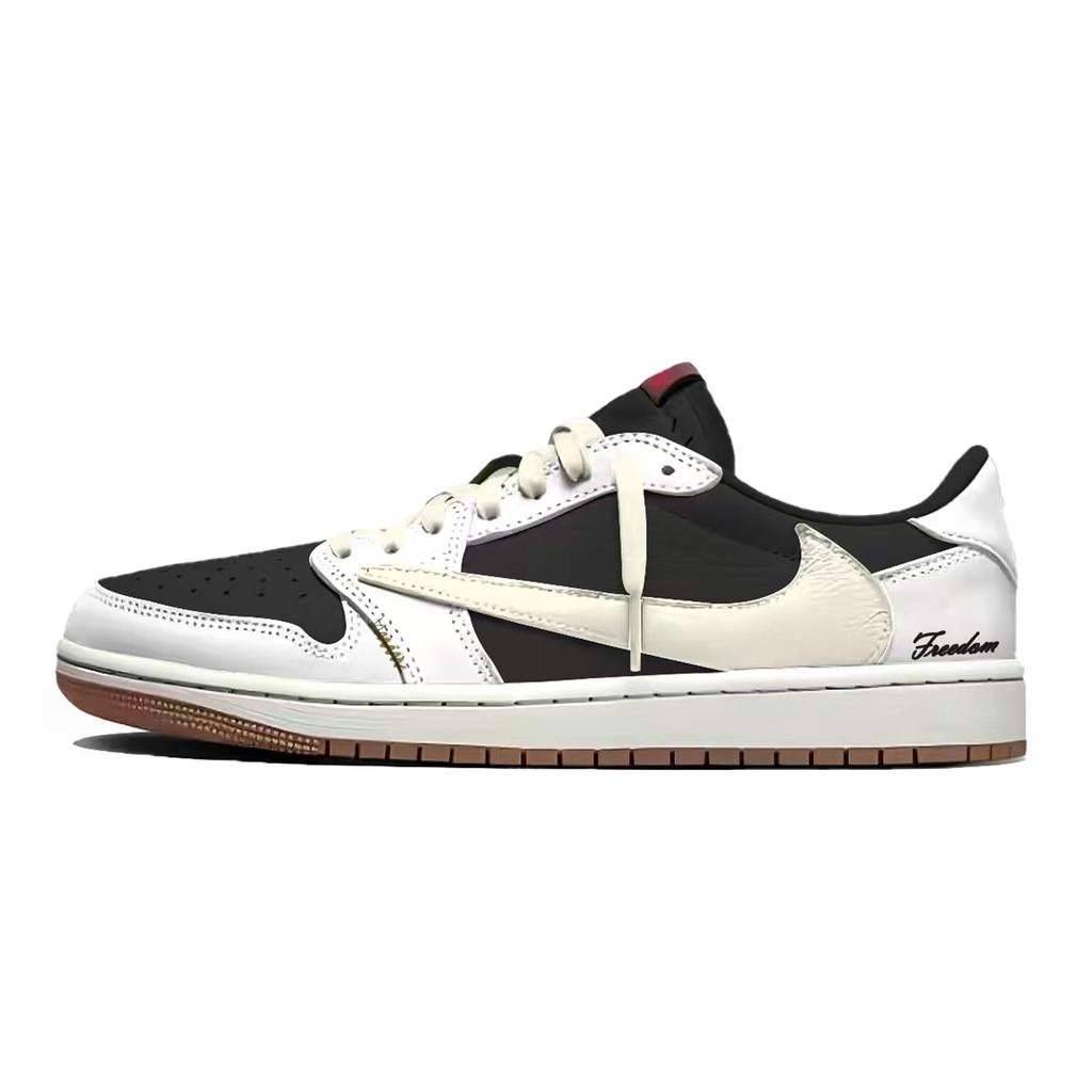 Jordan X Travis Scott Air Jordan 1 Амортизация Устойчивость к истиранию Низкие Винтажные Баскетбольные Кроссовки Унисекс Белый DZ4137-700(Команда1803-3)