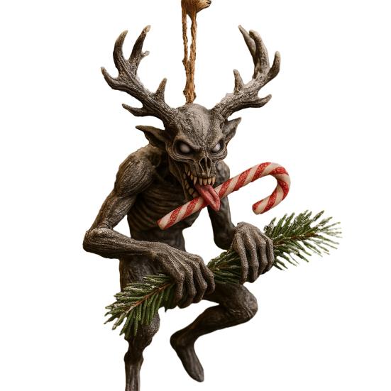 Dark Christmas Ornament 2D Acrylic Headless Santa/Devil Christmas Tree Ornament for Indoor Outdoor Home Party Decor