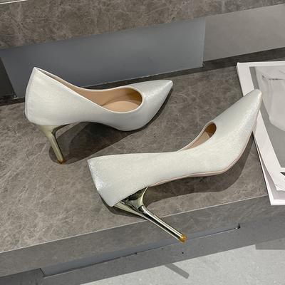 Мода Весна Острый Носок Деним Тонкий Высокий Каблук Женские Туфли-Лодочки Слипоны Сексуальная Горячая Женщина Вечеринка Классика Офисная Обувь