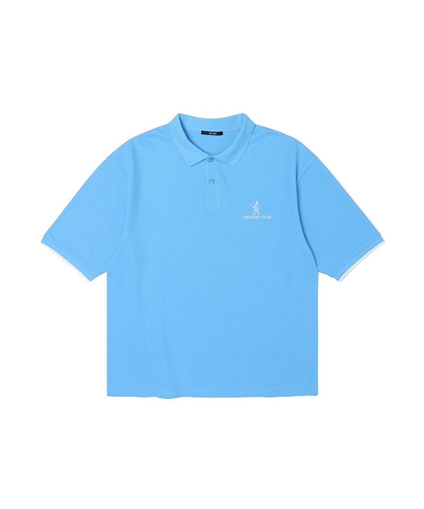 ADHOC Men'S Pique Collar Embroidered T-Shirt (Blue) (Hz5St18-43)
