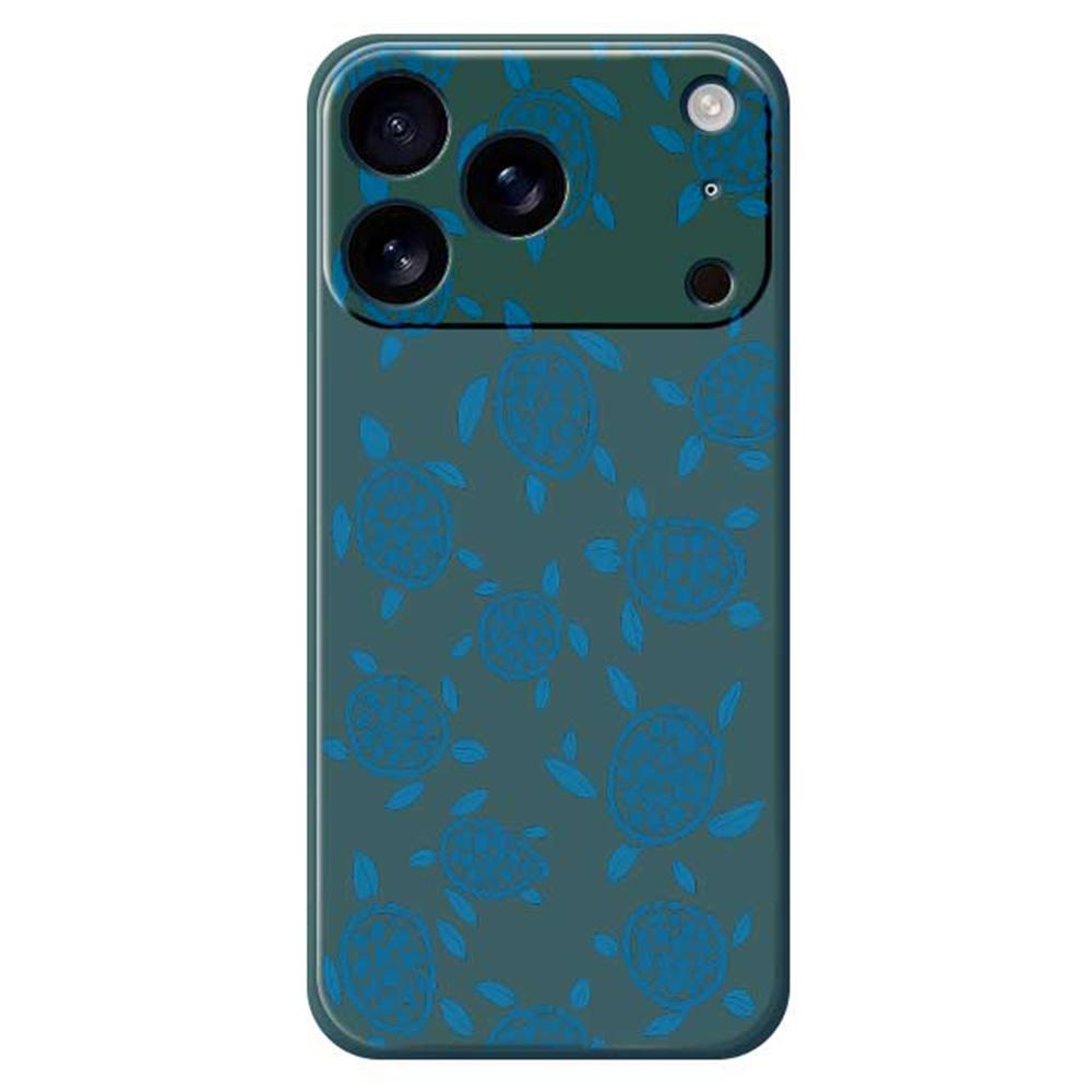 For iPhone 17 Pro Case Blue Turtle Pattern Printing Straight Edge TPU Phone Back Cover