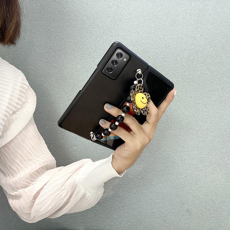 Luxury Fashion Diy Sunflower Hand Chain Clear Phone Case For Samsung Galaxy Z Fold 3 Z Fold 2 Z Fold 4 Transparent Cover Fundas