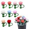 10Mm Rose Flower Straw Cover For Large Silicone Diameter Heat-Resistant Dust Proof Straw Plug Cap Cup Accessory