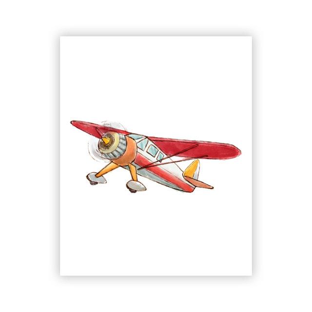 Мультяшный минималистичный постер для кемпинга, самолет, корабль, холст, живопись, принты, детская комната, детская настенная живопись, украшение Куадрос