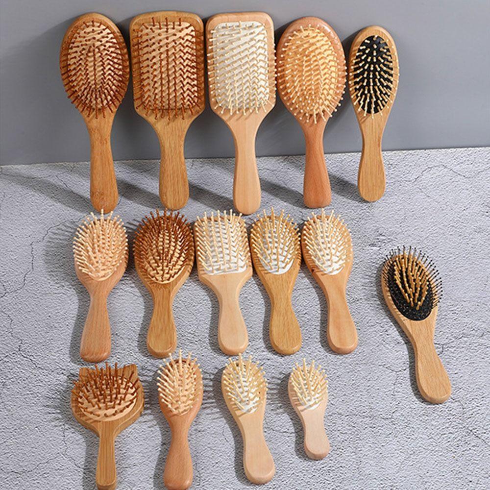 1Pc Paddle Cushion Massage Brush Hair Loss Bamboo Comb New Wood Comb  Hair Scalp