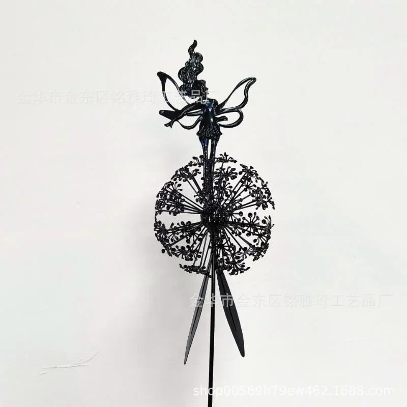 Садовые декоративные феи и одуванчики танцуют вместе Металлический садовый двор Художественный декор Садовый ландшафт Скульптура Украшения с изображением пикси