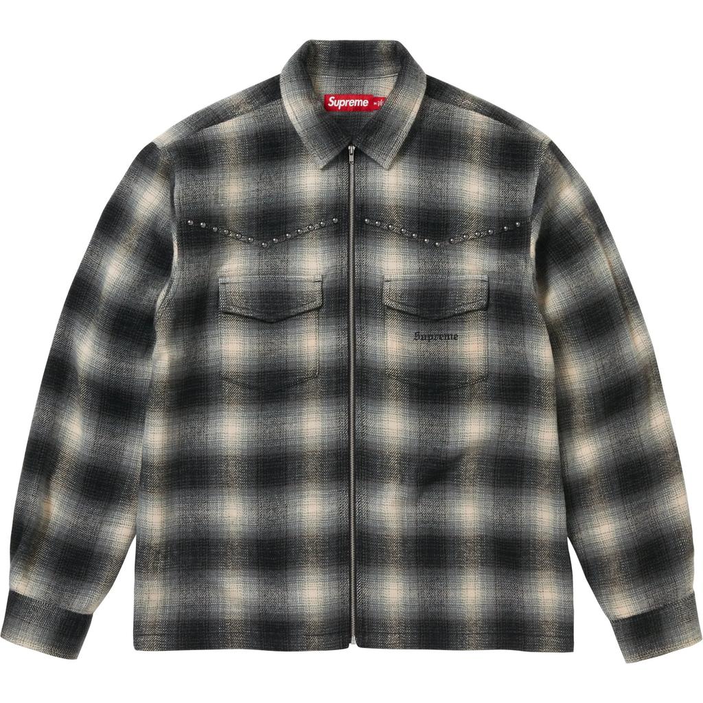 Supreme Shadow Plaid Flannel Zip Up Shirt SUP-FW25-137