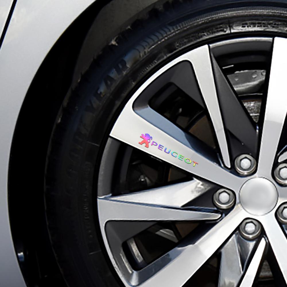 4 шт. Светоотражающие наклейки на диски колес и кузов автомобиля для Peugeot 307 206 407 207 308 3008 2008 208 1007 GT 107 106