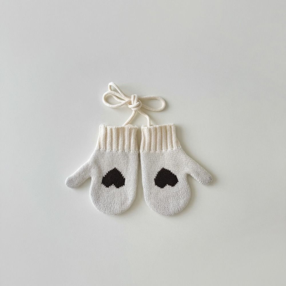 Coldproof Children Mittens Love Heart Hanging Neck Gloves New Knit Gloves  for Children