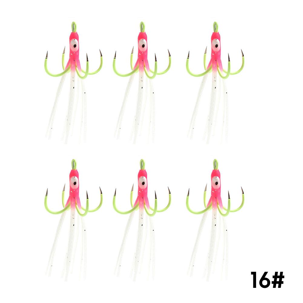 6 шт./кор. светящийся крючок для ловли кальмаров без бородок, имитация морской рыбалки, наживка для кальмаров, рыболовные снасти, аксессуары