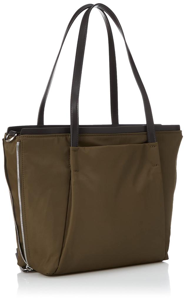 Сумка-тоут из переработанного нейлона x переработанного нейлона аккуратного размера цвета хаки [Isaac], кожа, тоут, S, женская, (86)