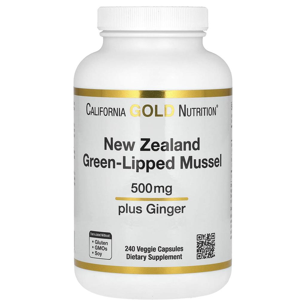 New Zealand Green Lipped Mussel with Ginger Extract, 500Mg, 240 Veggie Capsules